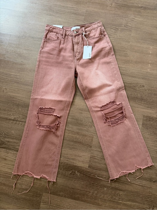 Vervet Denim - NWT Vervet Leslie 90s Vintage Flare Distressed Pink Wide Leg Jeans Size 26